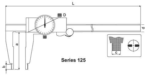 Dial Calipers Series 125 - SPECIFICATIONS & DIMENSIONS
