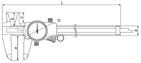 Dial Calipers with New Design Golden Dial - SPECIFICATIONS & DIMENSIONS
