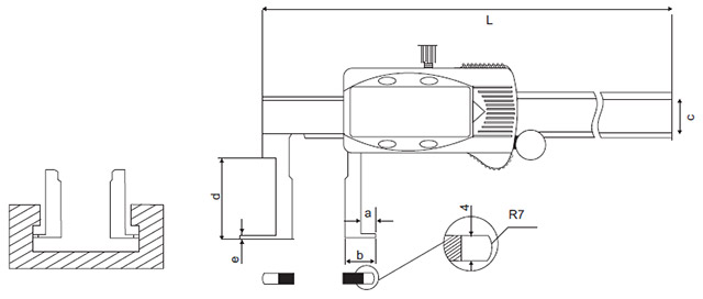 Digimatic Inside Flat Point Type Calipers - SPECIFICATIONS & DIMENSIONS